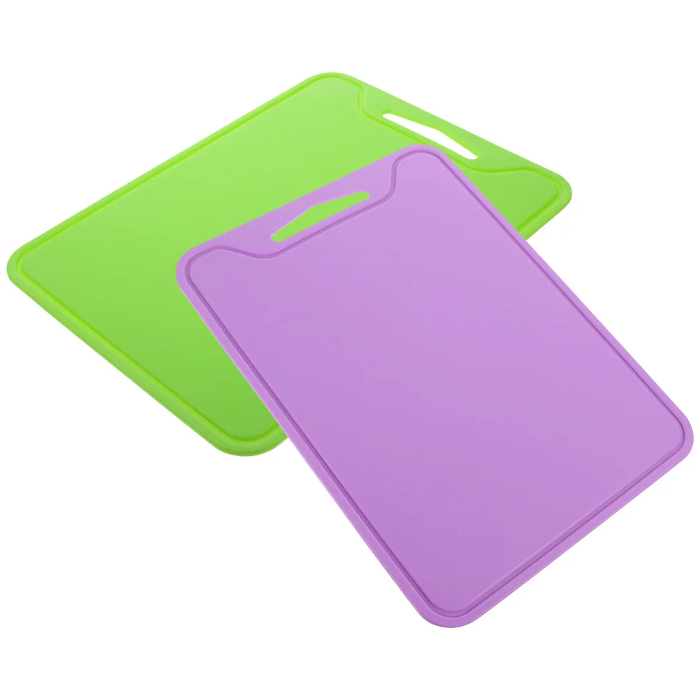 

2pcs Silicone Cutting Board Square Foldable Kitchen Chopping Mat Reusable Washable 30x21cm Green Purple Non Slip Easy Clean