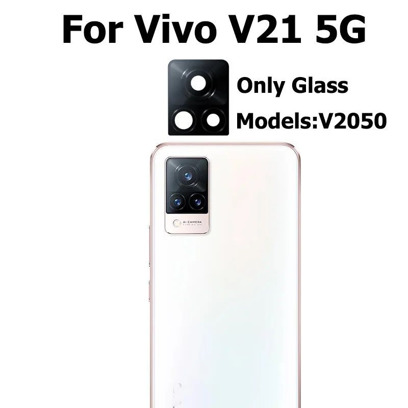 For Vivo V21 5G Back Rear Camera Glass Lens With Glue Adhesive Sticker Replacement Repair Parts