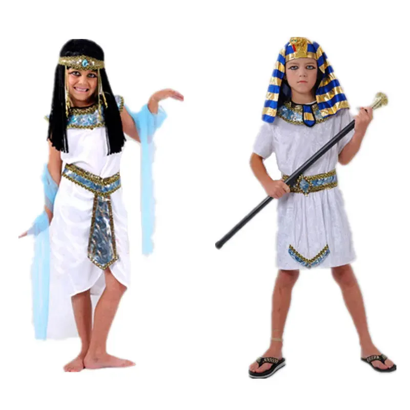 Halloween Costumes Boy Girl Ancient Egypt Egyptian Pharaoh Cleopatra Prince Princess Costume for Children Kids Cosplay