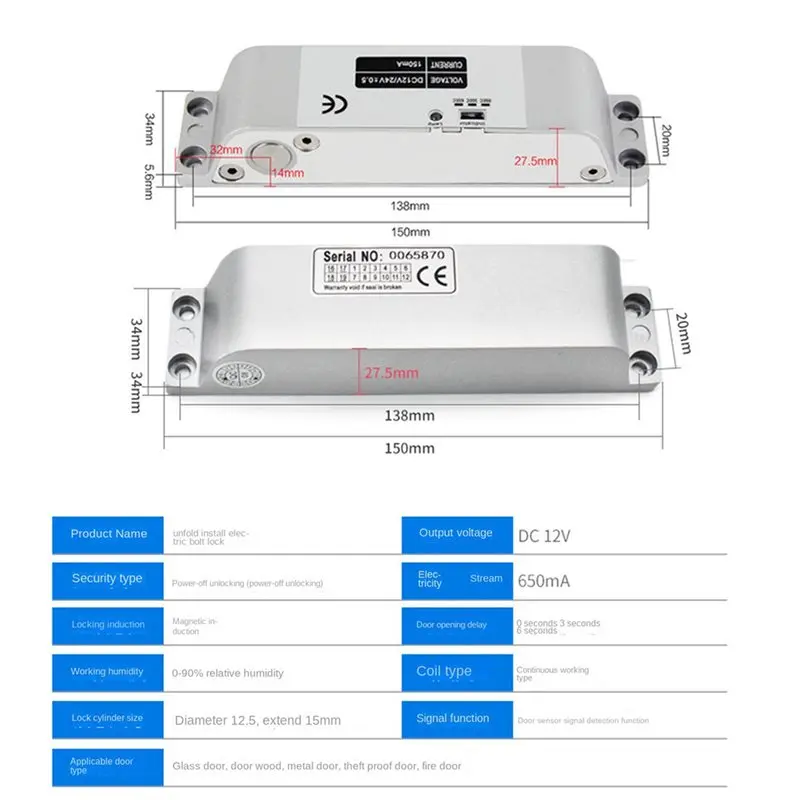 【ترويج】10X قفل مسمار كهربائي 4 أسلاك DC12V أقفال نقر إلكترونية قفل باب خشبي قفل باب Lron #2