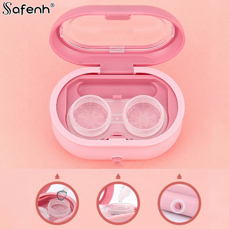 1pc Contact Lens Ultrasonic Cleaning Machine Remove Tear Protein Beauty Pupil Storage Cleaning Container Travel Portable Cleaner