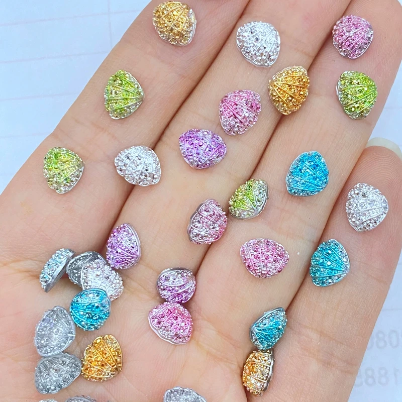 100pcs Cute Mini New Resin Mini Colorful Shells Nail Rhinestones Gems Glitter Nail Art Jewelry Manicure Nail Art Decorations