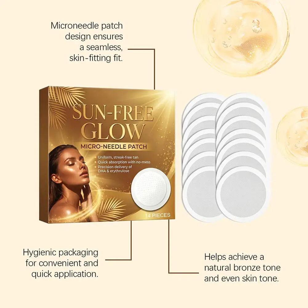 14Pcs Sunless Tanning Glow Patch Microneedle Self Tanner Natural Bronzer Stickers Body Face Sun-Free Bronze view 6
