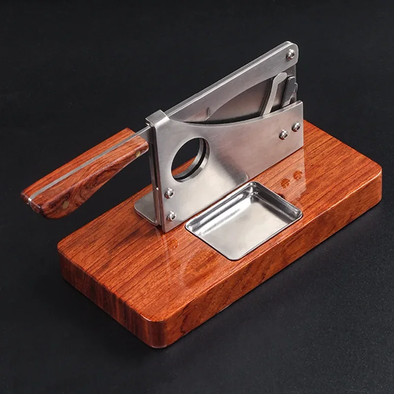 Multi-function Portable Tool Knife Bench Cigar Cutter Punch Knife Solid Wood Stainless Steel Rosewood Press Cigar Cutter