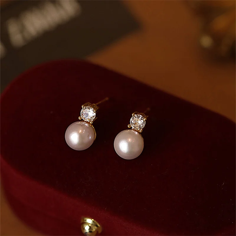 رائعة مايكرو الزركون إعداد مقلد اللؤلؤ وأقراط للنساء تصميم متقدم خمر الذهب اللون مجوهرات الحفلات OL N611