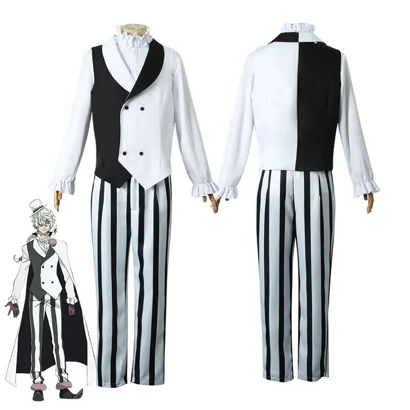❤Bungo Stray Dogs Nikolai Gogol Cosplay Costume Hat Wig Season 4 Cloak White Black Uniform Wig Anime Hunter Dogs Halloween Co★❤★ view 3