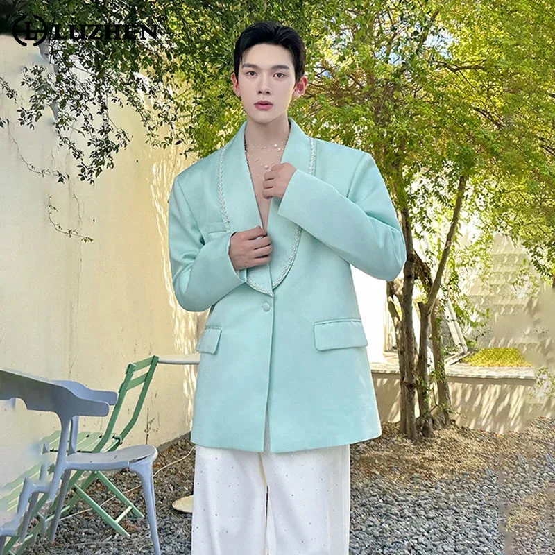 LUZHEN 2026 New Original Luxury Personalized Patchwork Neck Design Handsome Blazer Coat Men's Stylish Elegant Male Jacket JY9484