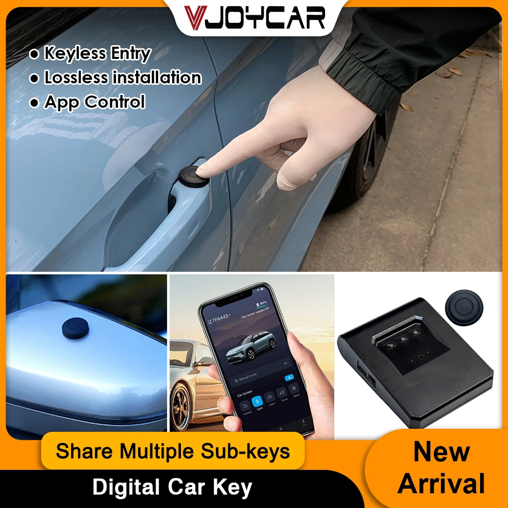 

Цифровой автомобильный ключ Vjoycar с функцией самостоятельной настройки, позиционирования и запуска, управляемый через приложение для смартфона, подходит для всех автомобилей с запуском одной кнопкой.