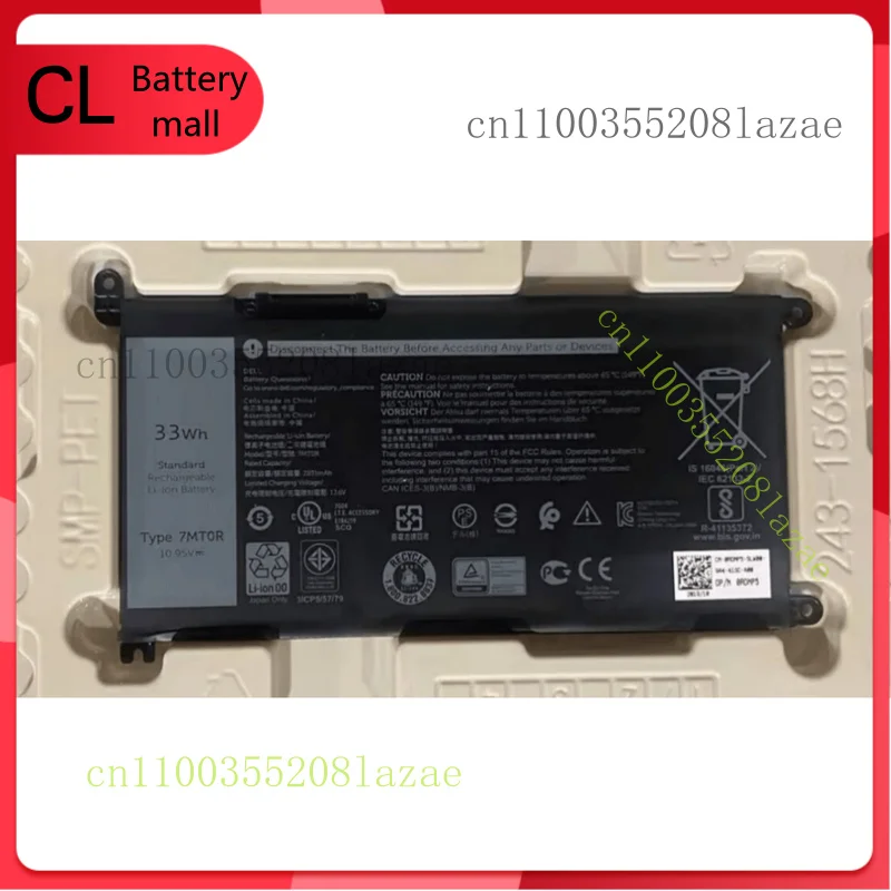 

100% New 7MT0R 10.95V 33Wh DN33X Battery for Chromebook 3400 5488 5493 5593