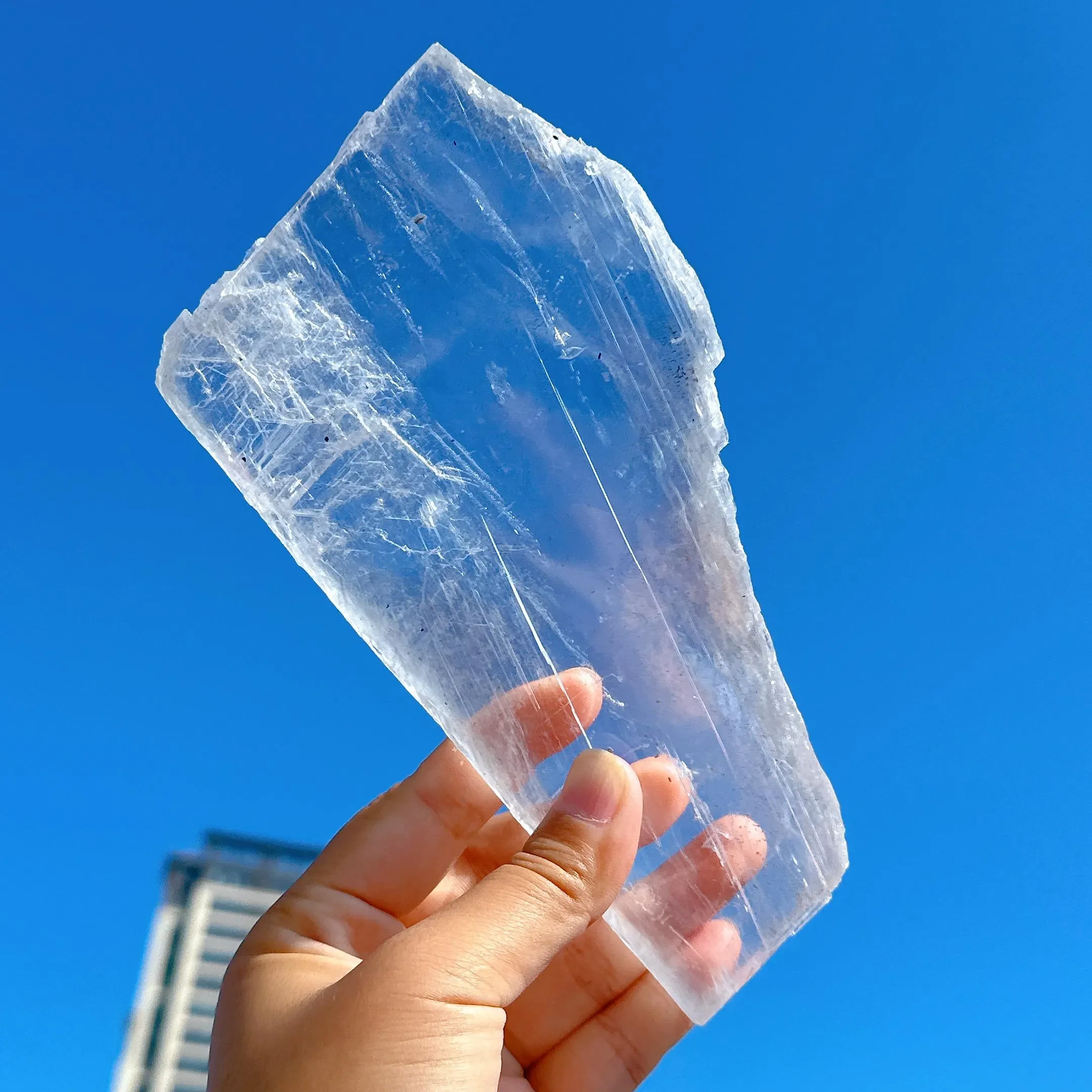 1PC Clear Selenite Plate, Selenite Display Specimens, Utah Selenite Slices, Crystal Clean, Home Decor, Holiday Gifts