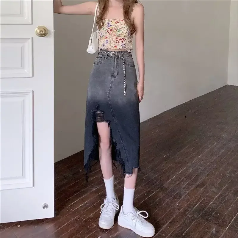 

Female Jeans Skirts High Waist Tight Wrap New In Korean Style Fashion Aesthetic Clothing Sales Quality Cheap Women's Denim Skirt