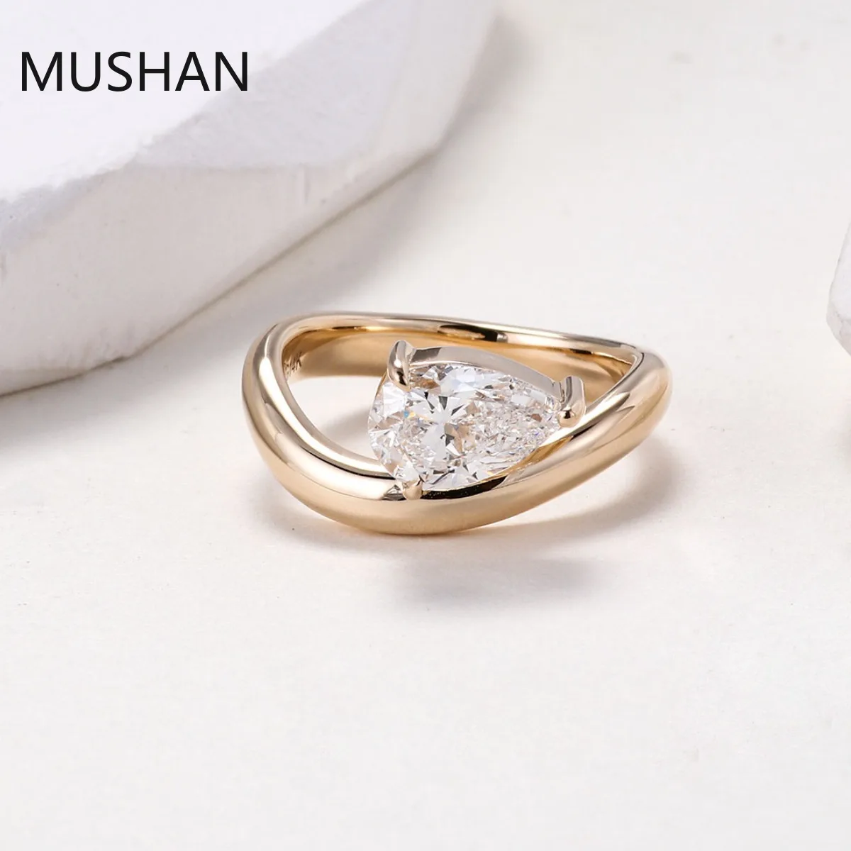MUSHAN Luxury Custom 14K 18K Gold Rings Band Jewelry With Moissanite Diamond Lab Grown Gemstones Diamond Wedding Ring For Women view 2