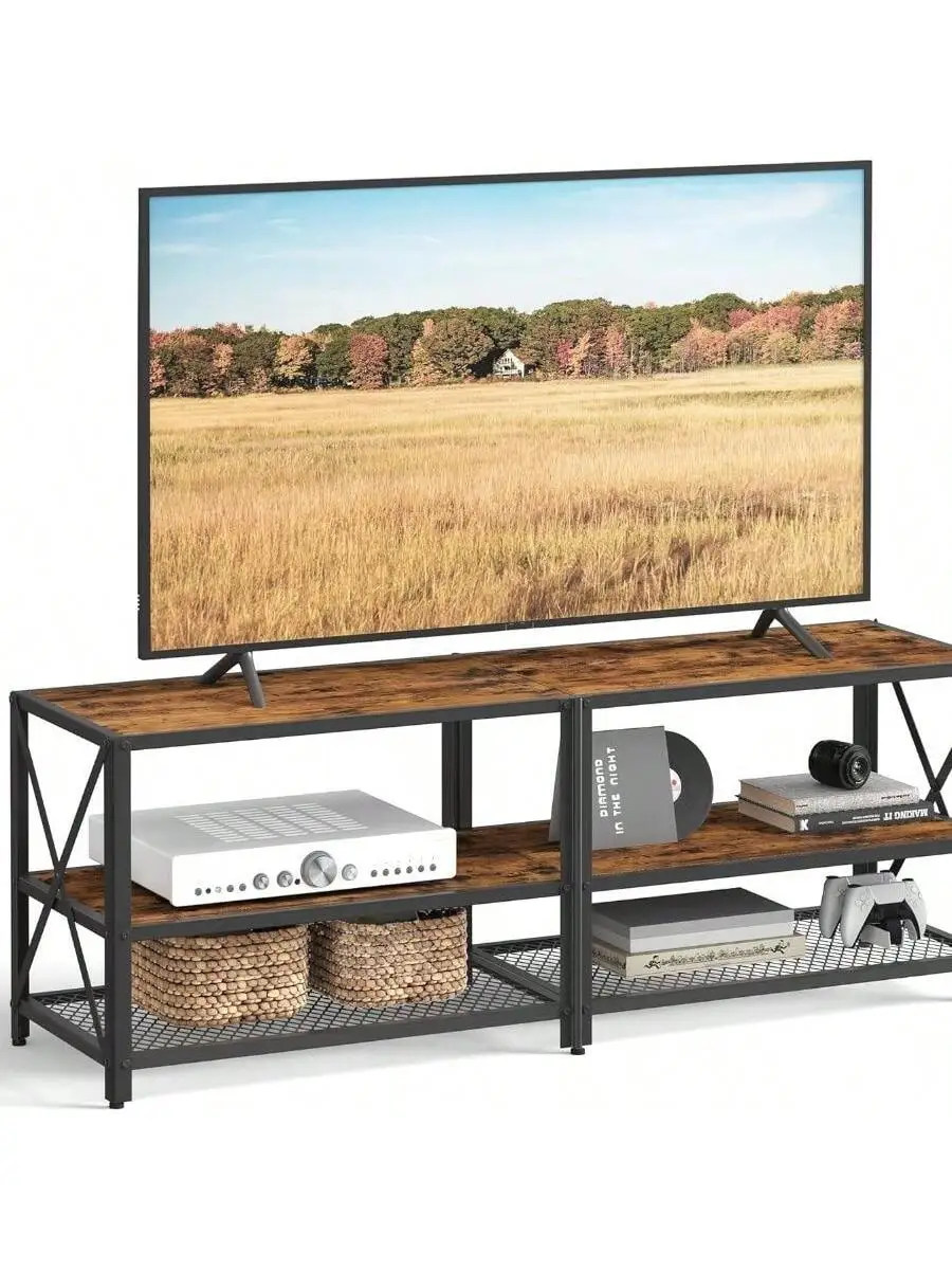 

VASAGLE TV Stand, TV Console For TVs Up To 65 Inches, TV Table, 55.1 Inches Width, TV Cabinet With Storage Shelves