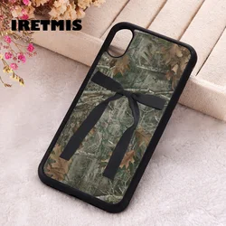 Iretmis Phone Cover Case For iPhone X XS Max XR 11 12 13 PRO MINI 14 15 16 Plus Rubber Silicone Black ribbon camo