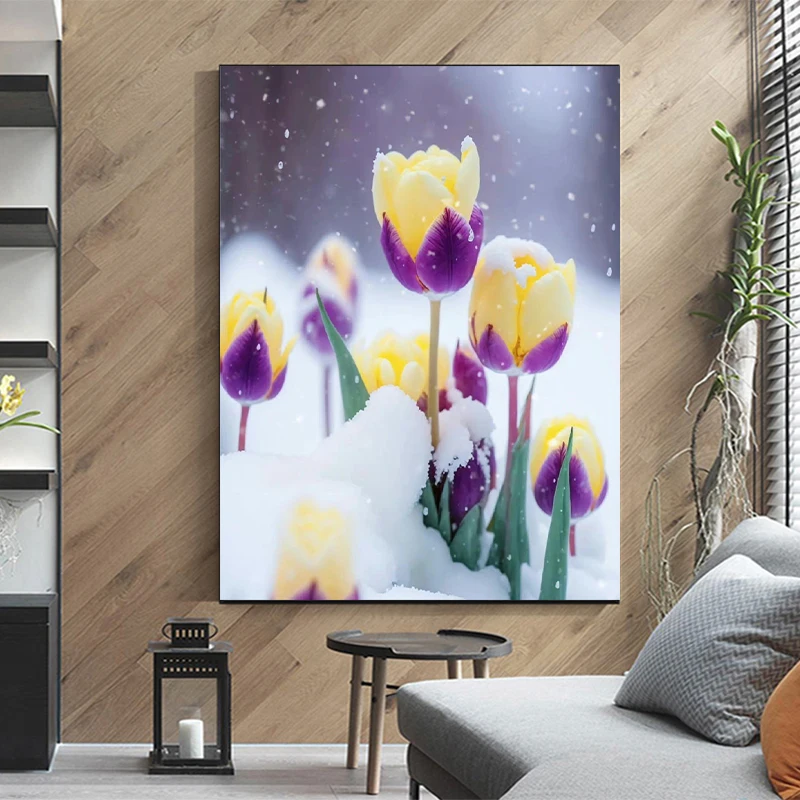 Landscape 5D Diamond Painting Beautiful Colorful Tulips Diamond Painting Inlaid Full Diamond Embroidery Painting Home Decoration