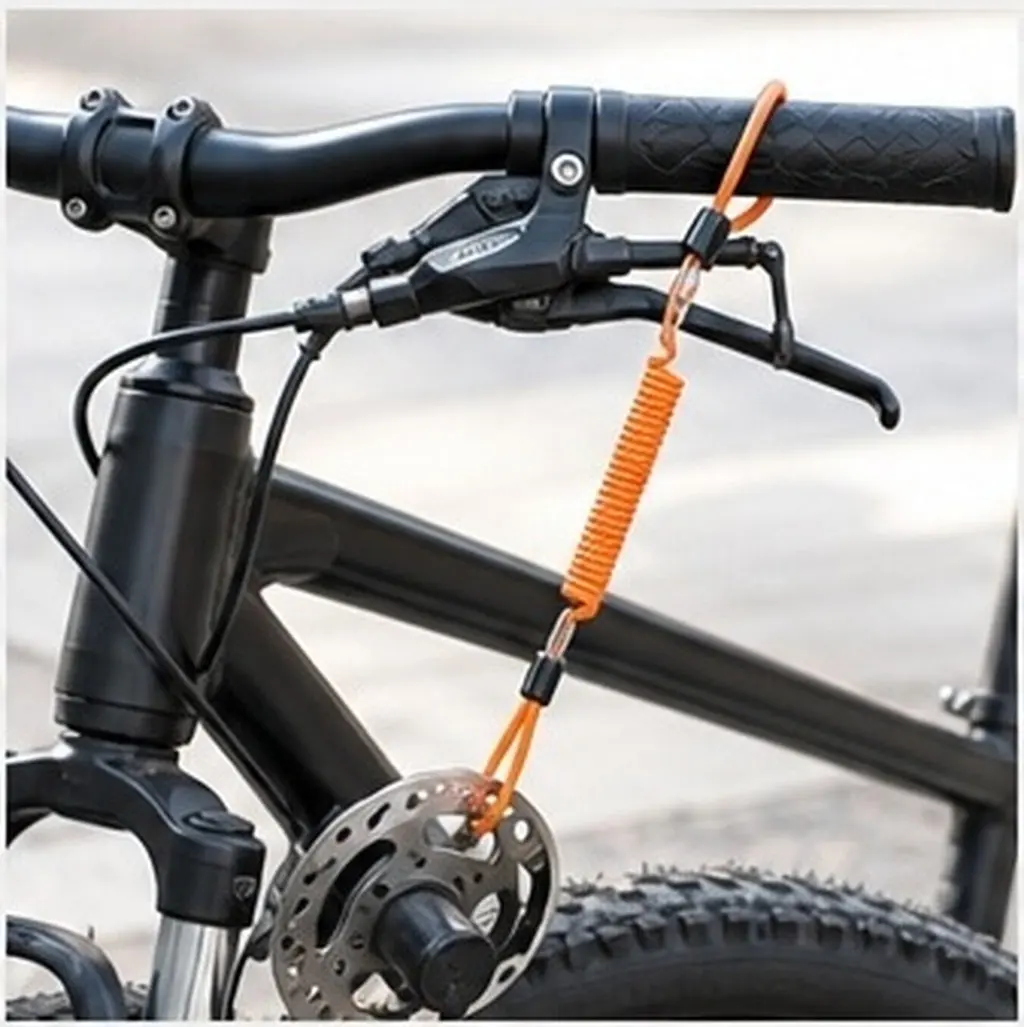 Motorbike Disc Lock Cable Wire Orange 120Cm Coiled Theft Deterrent Prevent Riding Away Damage Motorcycle Disc Lock Cable