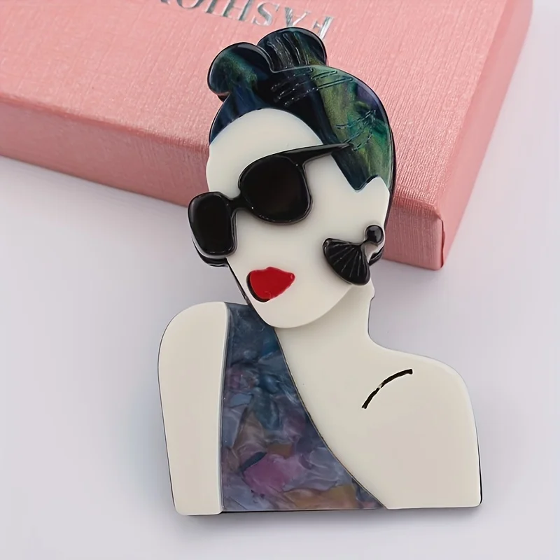 Retro elegante Mädchen Acryl Brosche Pin koreanischen Stil Mode-Accessoire für Kleidung Taschen