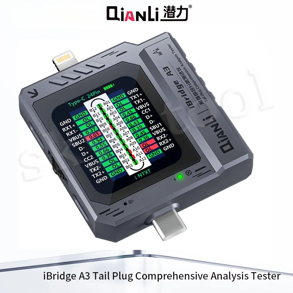 QIANLI iBridge A3 mobile phone tail plug detector Support Lightning and Type-C interface devices for IPhone HUAWEI Samsung XM