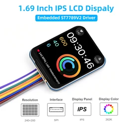 1.69 Inch IPS LCD Module ST7789V2 Driver240×280 SPI Interface 262K Colors Display for Ardiono ESP32 Raspberry Pi 4B 3B+ Zero