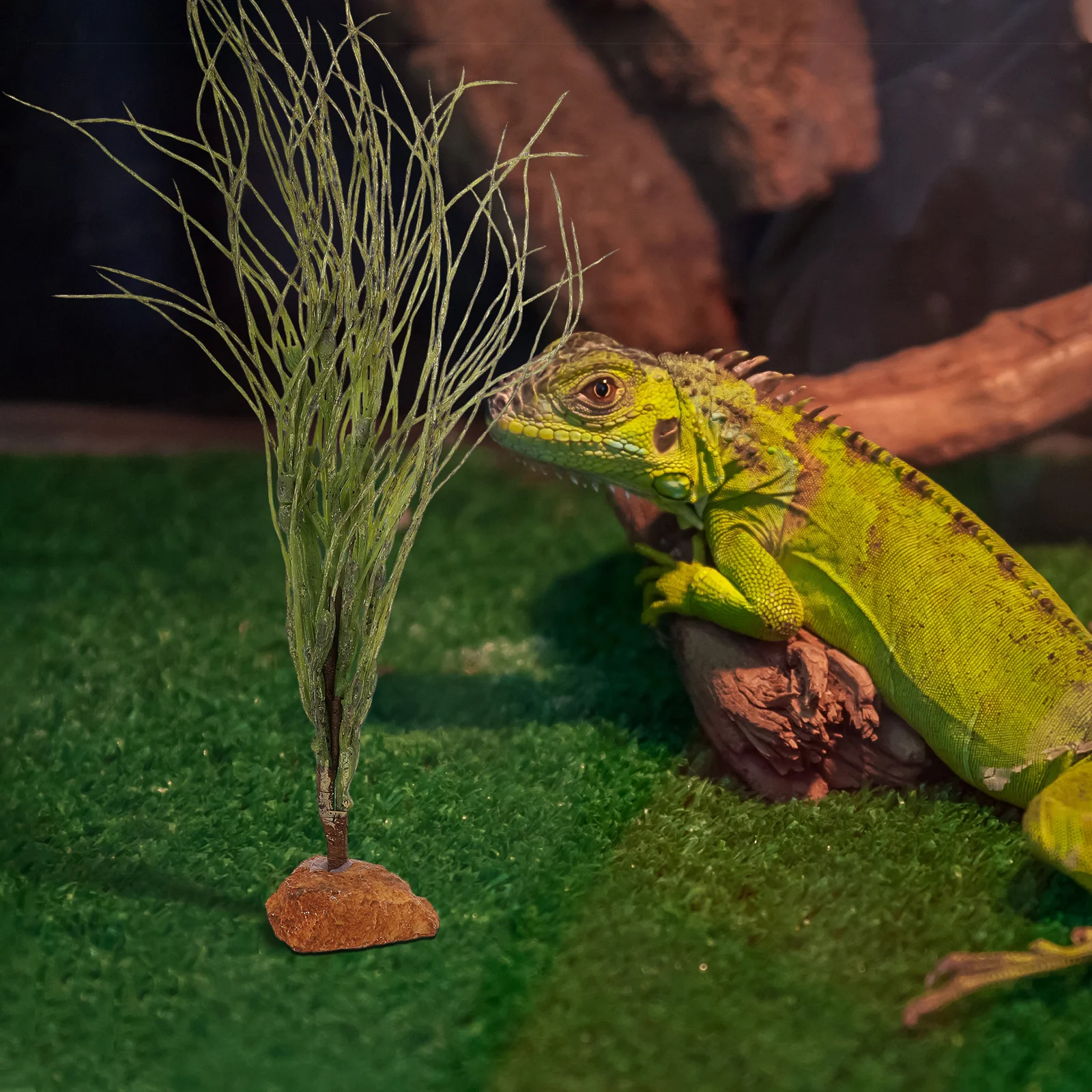 

Fake Reptile Terrarium Plants Natural Realistic Greenery Lizard Snake Bearded Dragon Gecko Tank Decorations Habitat Accessories