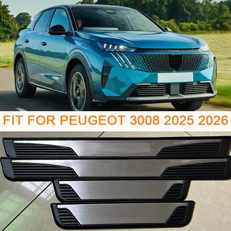 

Для PEUGEOT 3008 HYBRID E-3008 EV 2025 2026 накладка на порог автомобиля накладка порог педаль модификация защитная защита автомобильные аксессуары