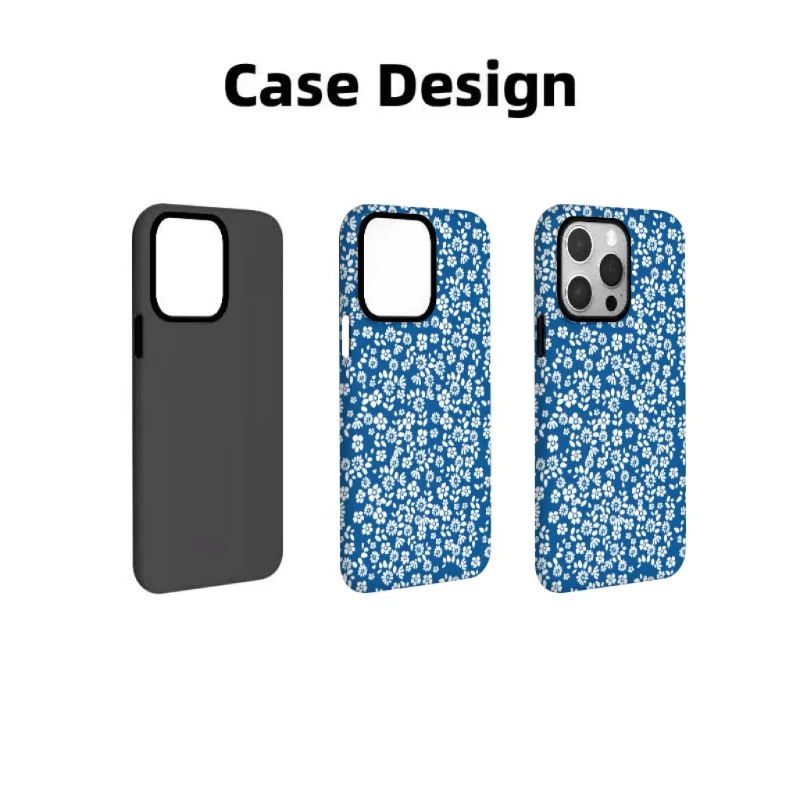 INS Retro Blue Small Floral Fragments  Case for IPhone 16 15 14 13 Pro Max 12 11 Pro Plus SE2 XR XS Shockproof Ultra Thin Cover