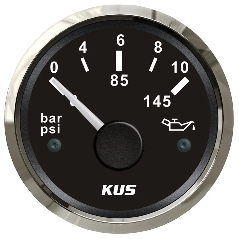 Brand New KUS Auto 52mm Oil Pressure Gauges 0-5Bar 0-10Bar Display Boat Oil Pressure Meters 10-184ohm Signal with Backlight