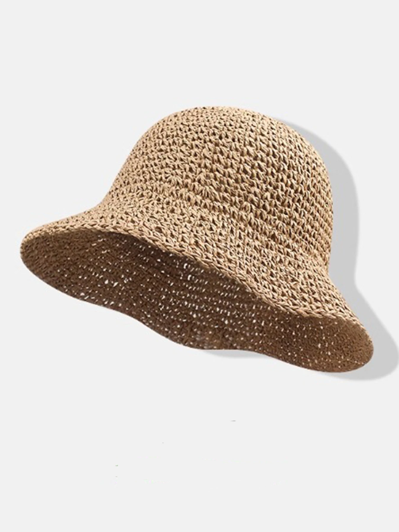 Einfarbiger Strohhut für Damen, lässige Outdoor-Sonnenschutzkappe für Damen und Mädchen, modisches Accessoire für den täglichen Gebrauch, atmungsaktiv – Detail 7