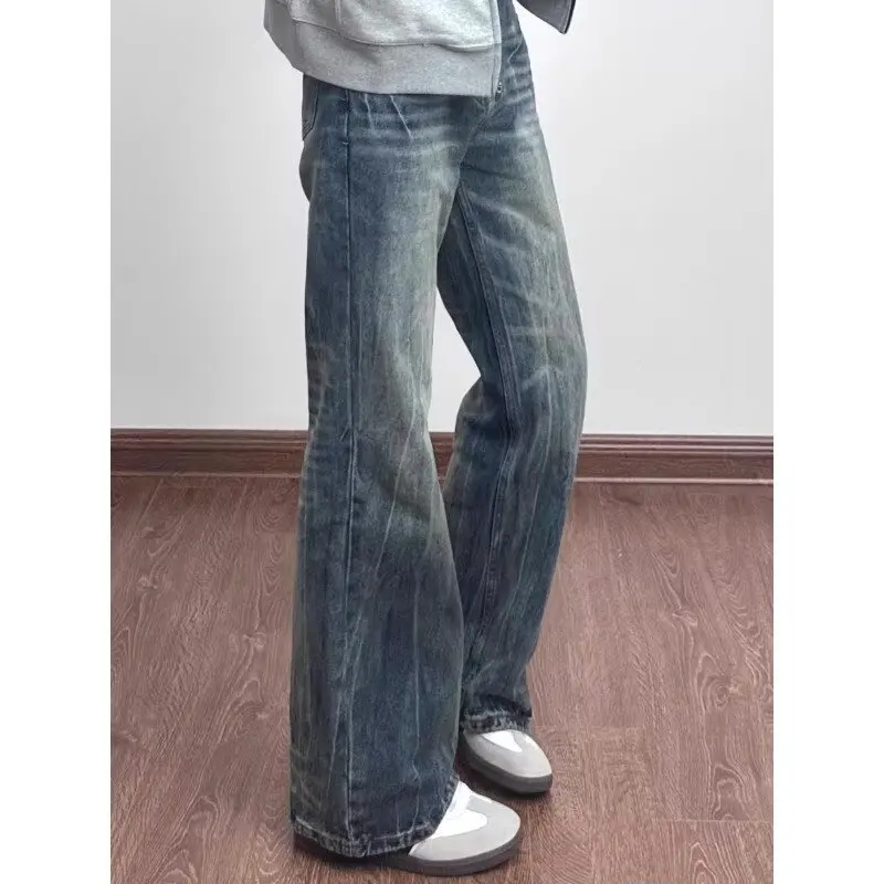 

Jeans Slimming Figure-flattering Flared Trousers Straight-leg Man Cool Personality All-matching Loose Casual Korean