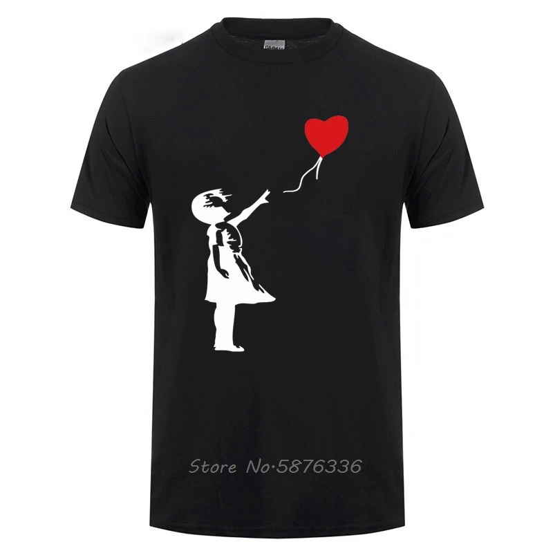 Banksy Floating Balloon Man Casual T-Shirt