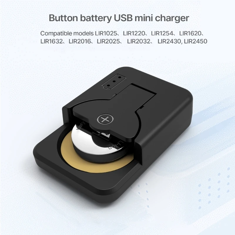 Portable Button Battery Charger Universal Mini Coin Cells Charger with LED Indicator Light for LIR2016 LIR2025 LIR2032