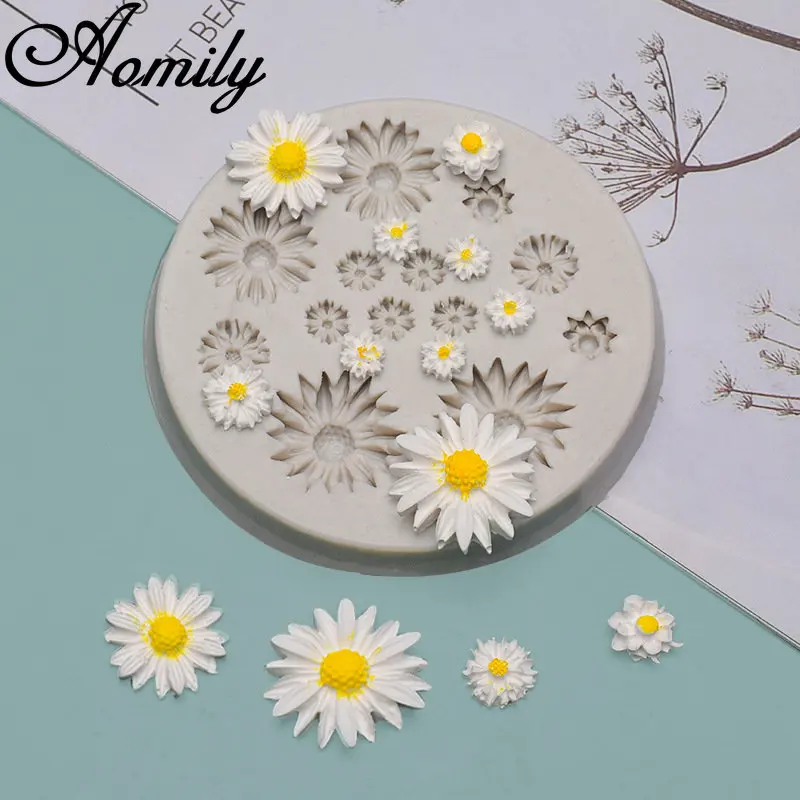 Aomily Sugarcraft Daisy słonecznik silikonowe formy kremówka ciasto narzędzie dekoracyjne foremka do czekolady DIY pieczenia urządzenie do wyrobu