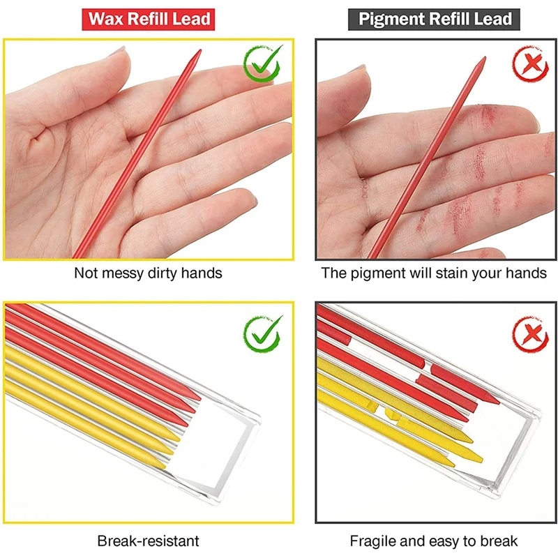 Hot Mechanical Carpenters Pencils Set,With Built In Sharpener And 12 Pcs Refills, Scriber Marking Tools For Architect