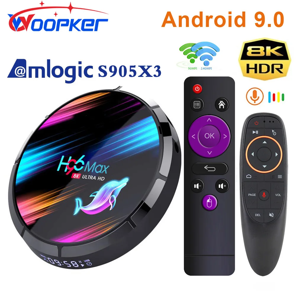 

Woopker H96 Max X3 TV Box Android 9.0 Amlogic S905X3 Quad Core Dual Wifi 8K H96MAX 4GB 128GB 64GB 32GB Set-top