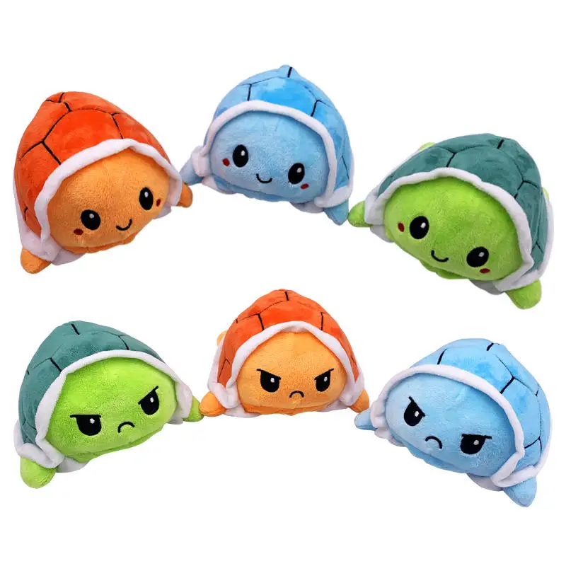 Neuankömmling doppelseitige weiche süße Schildkröte Plüsch reversible Peluche Flip Stimmung Plüsch Stofftier reversible Schildkröte