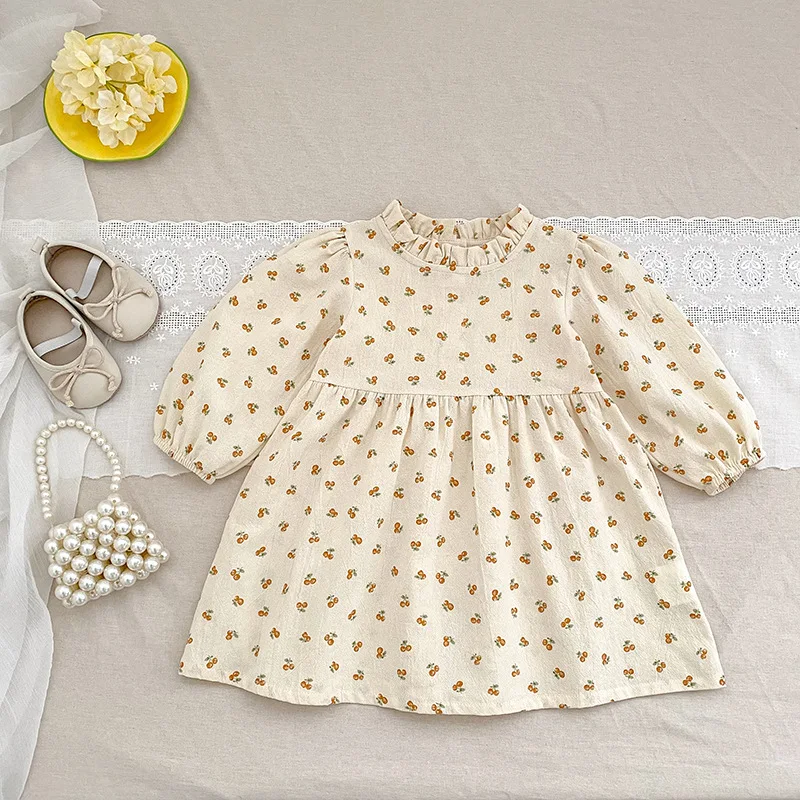 

Autumn New Girls' Dress Floral Long Sleeve Dress Baby Romper Princess Dress Children's Sister Outfit