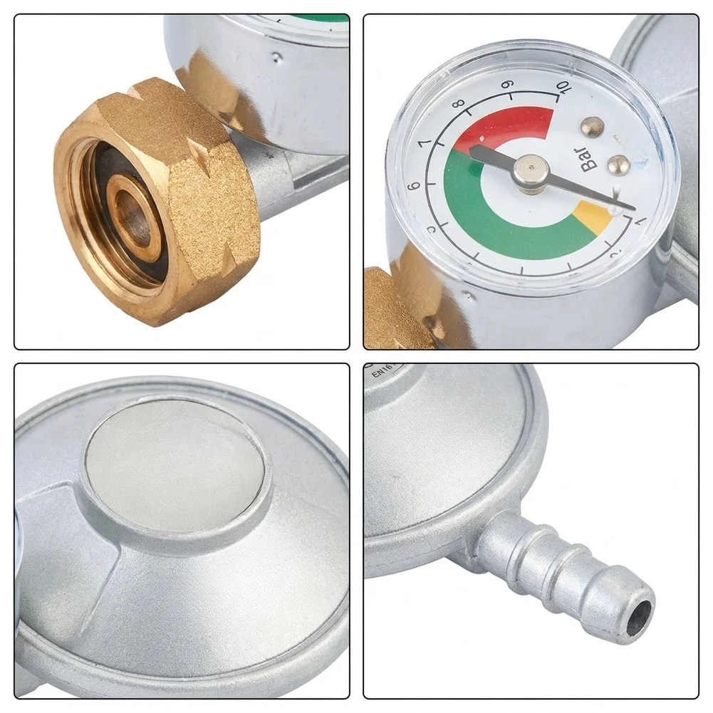 30 For mbar Zinc Alloy and Copper Pressure-Reducing Valve with Onboard Pressure Gauge for Safety-Critical Environments