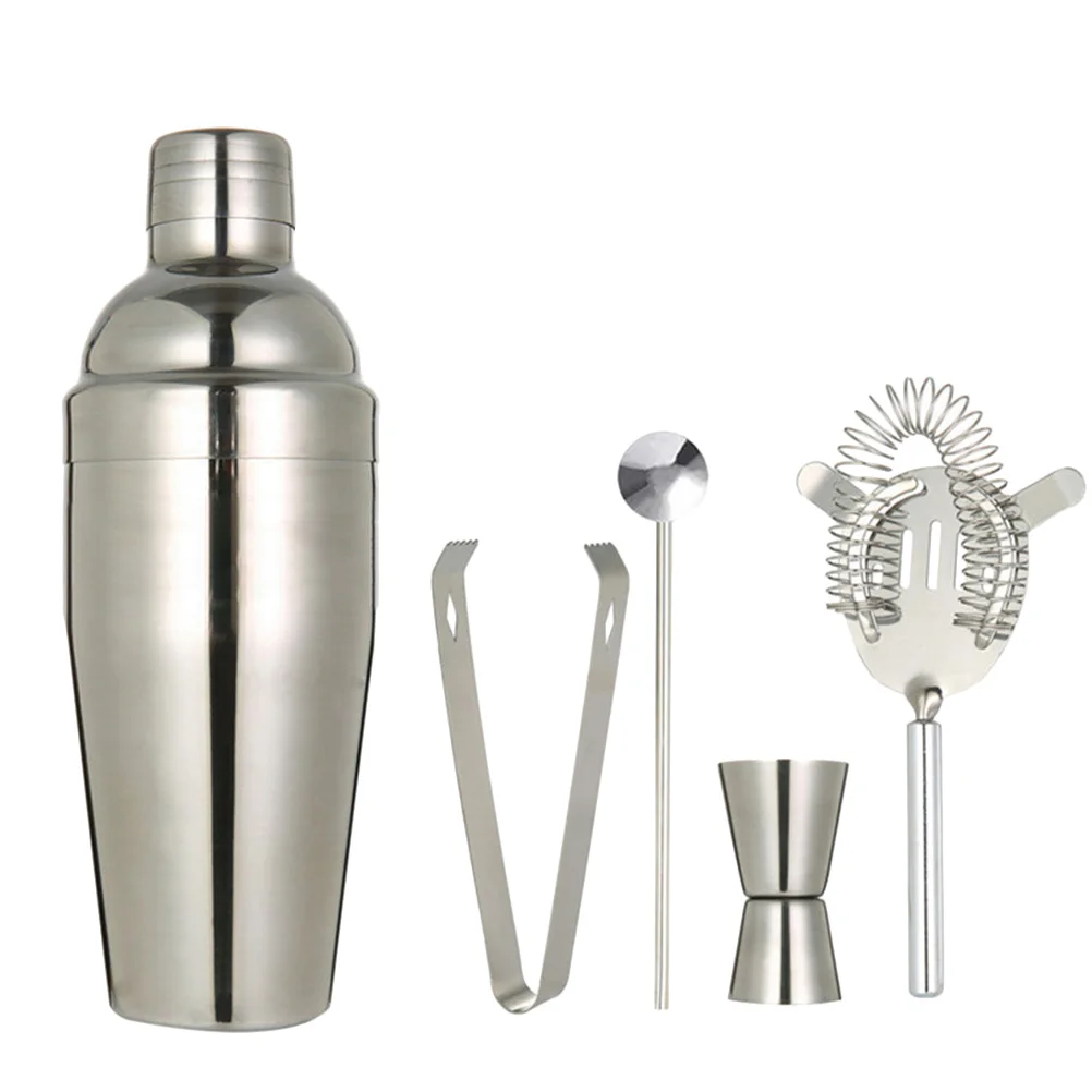 

5Pcs Set NonPolluting Stainless Steel Cocktail Shaker Professional Bartender Tools Drink Mixer Kit For Bar Kitchen