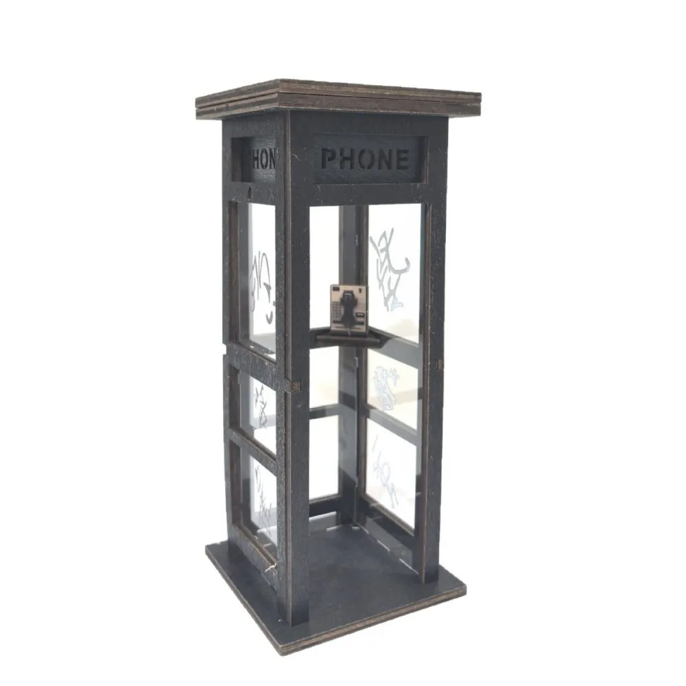 1PCS Retro Mini Phone Booth Ambient Lamp Vintage Telephone Booth Night Light Home Bedside Cafe Desk Decor Light