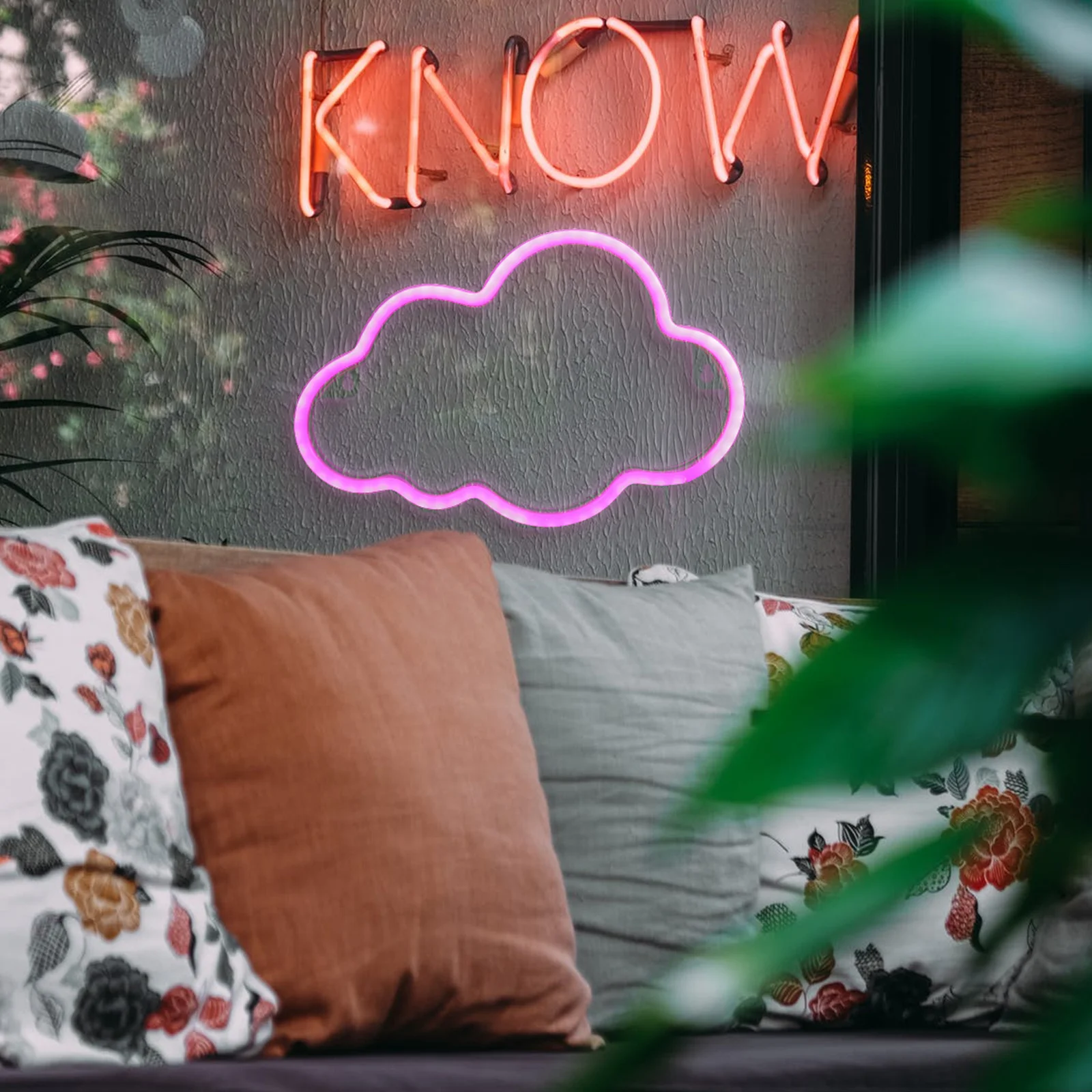 1Set LED Cloud Neon Light USB Dual Use Creative Atmosphere Lamp for Room Wall Hanging Party Festival Decoration