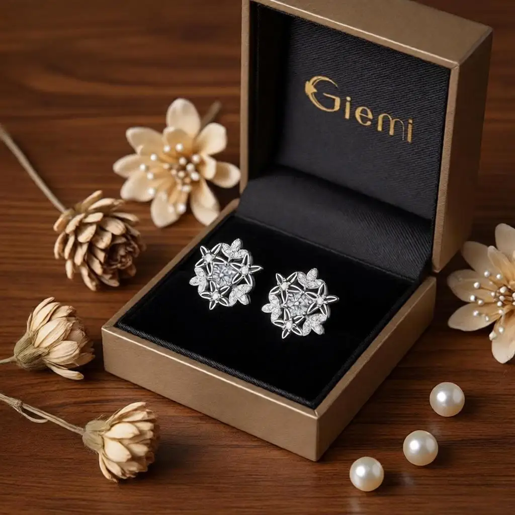 Exquisite 925 Sterling Silver Snowflake Crystal Zircon Stud Earrings for Women Girls Engagement Party Jewelry Gifts Accessory