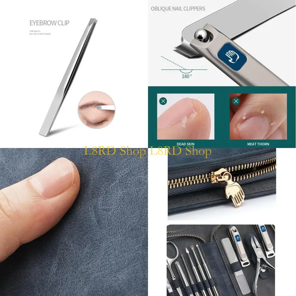 L8RD Bộ Dụng Cụ Làm Móng Tay Bộ Móng Chân Bấm Móng Tay Thép Không Gỉ Dụng Cụ Cắt Móng Tay Chuyên Nghiệp Với Du Lịch Cho Bộ Ốp