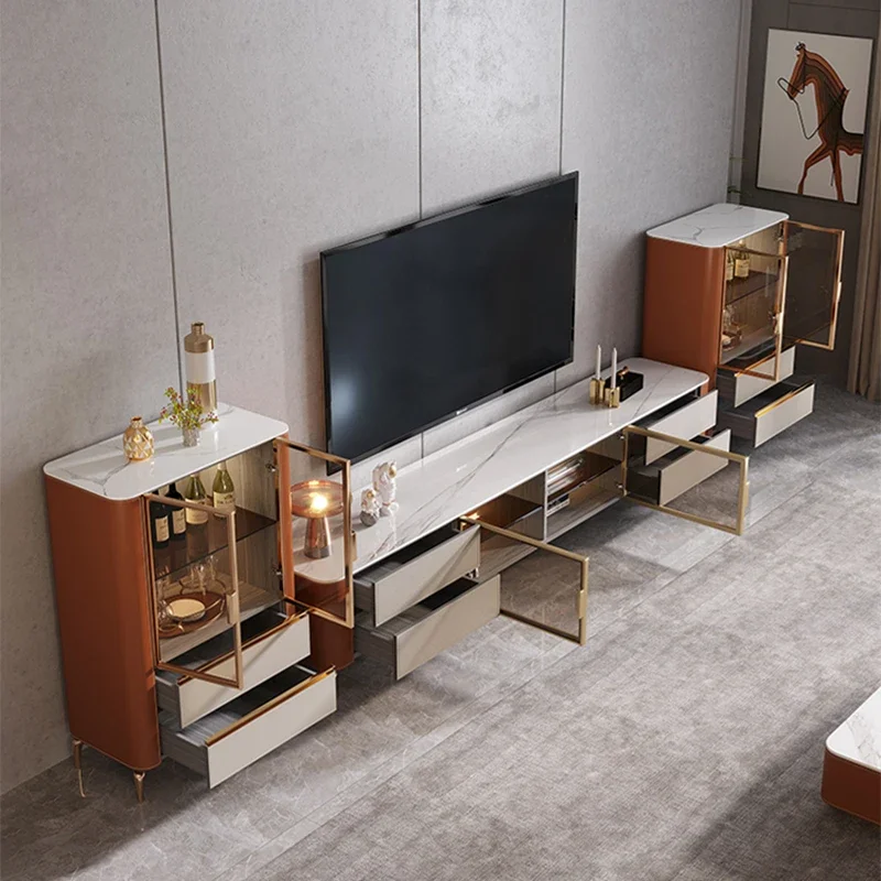 Modern Design Tv Stands Monitor Table Salon Consoles Luxury Floor White Tv Stands Drawers Mueble Para Tv Living Room Furniture