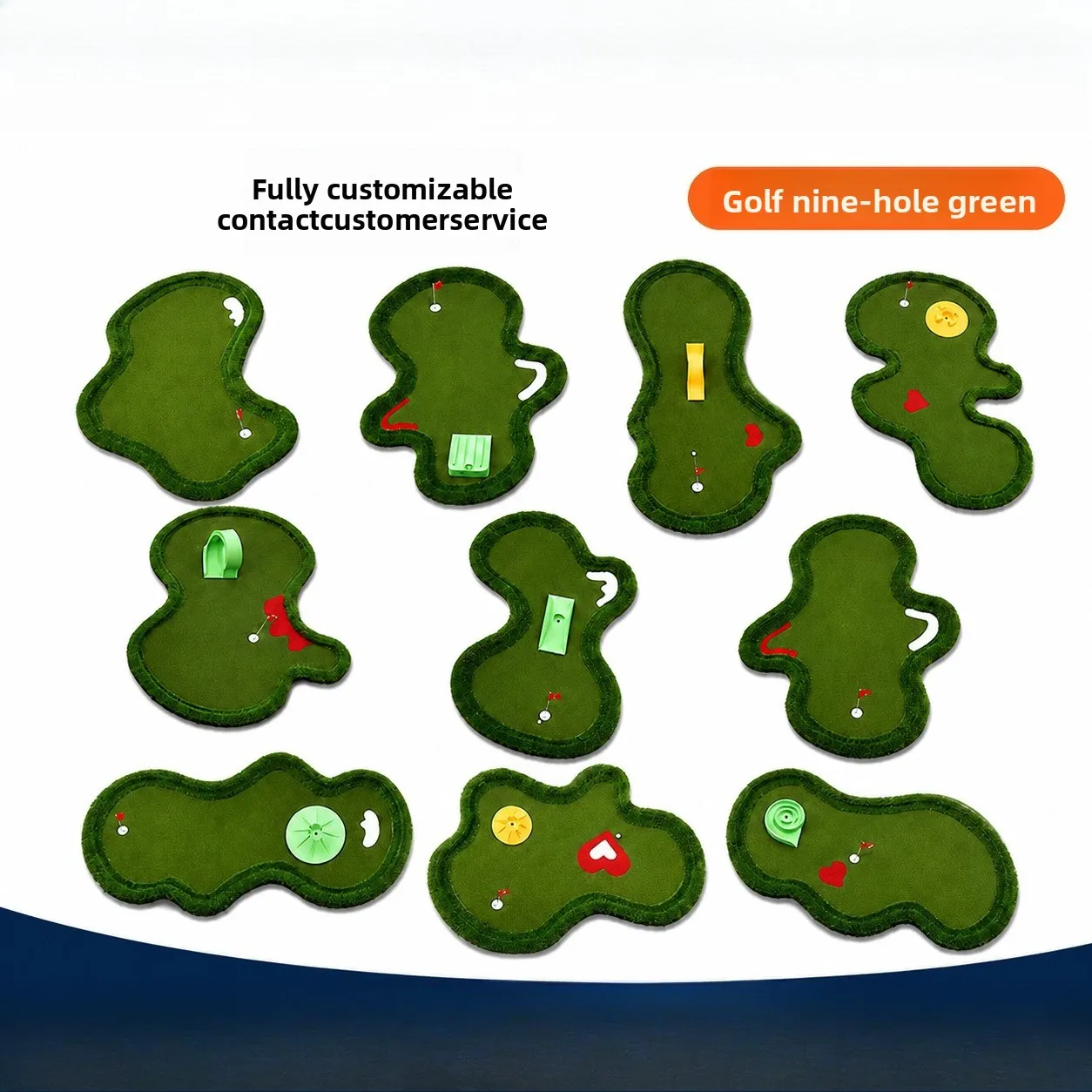 Custom Nine Hole Golf Mini Green Villa Home Roof Balcony Ball Court Swing Putter Practitioner
