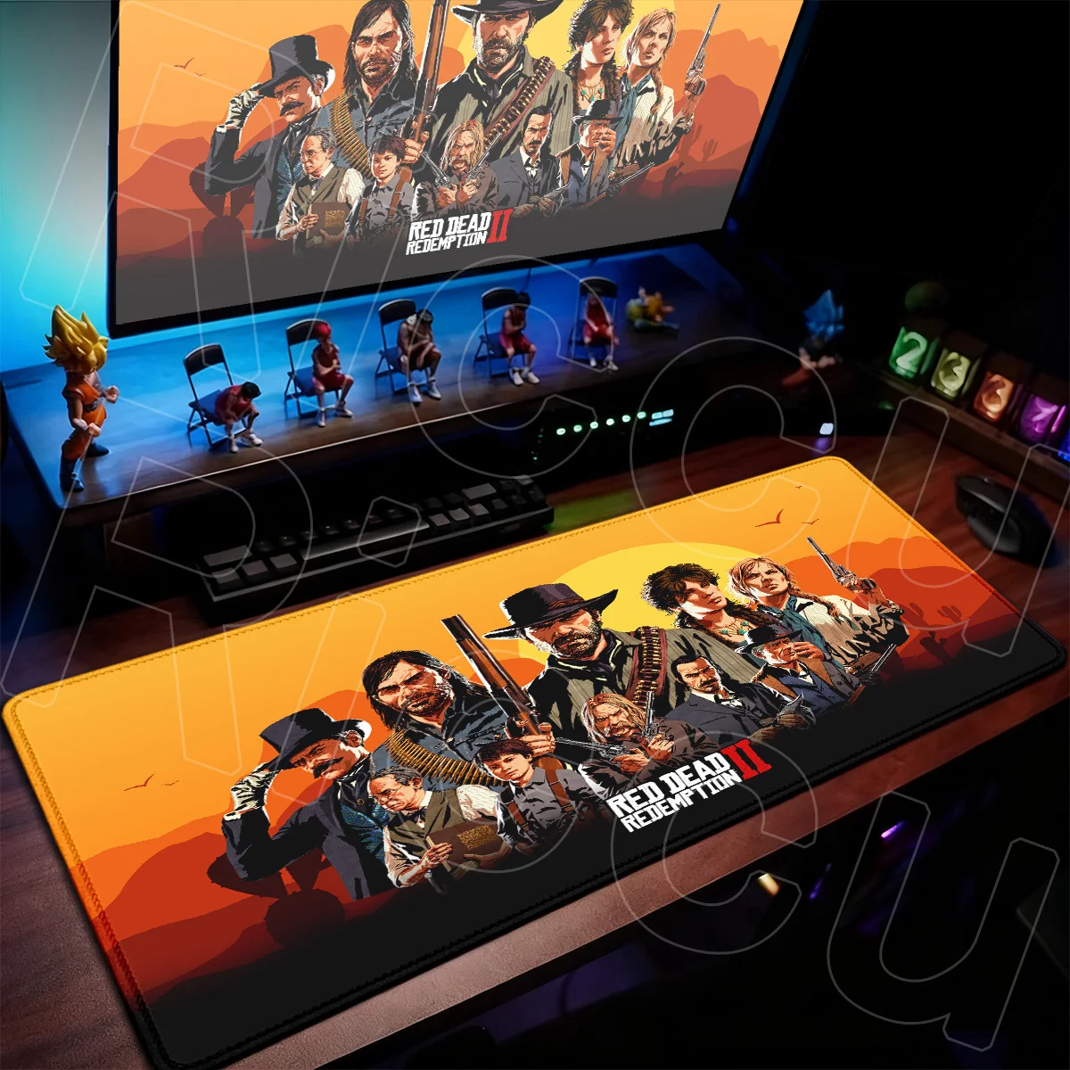 Rutschfeste Naturkautschuk-Schreibtischunterlage, Große Mausmatte für Abenteuerspiele, PC-Bürozubehör, Red Dead Redemption 2, Neuer Teppich mit Verriegelungskante – Detail 15