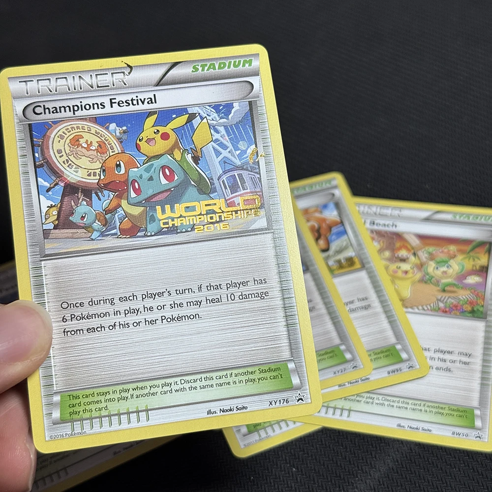 Pokemon Wereldkampioenschappen Gouden Kampioen Proxy Spelkaarten Engelse werelden 2015-2019 # 2022-2025 # 13-14 Verzamel geschenken Normale kaarten