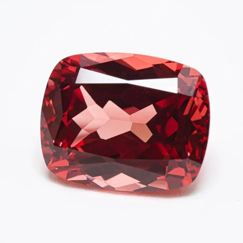 Padparadscha cultivado en laboratorio, forma de cojín Rectangular, flor de loto de fuego VVS1, dijes DIY para fabricación de joyas, certificado AGL seleccionable