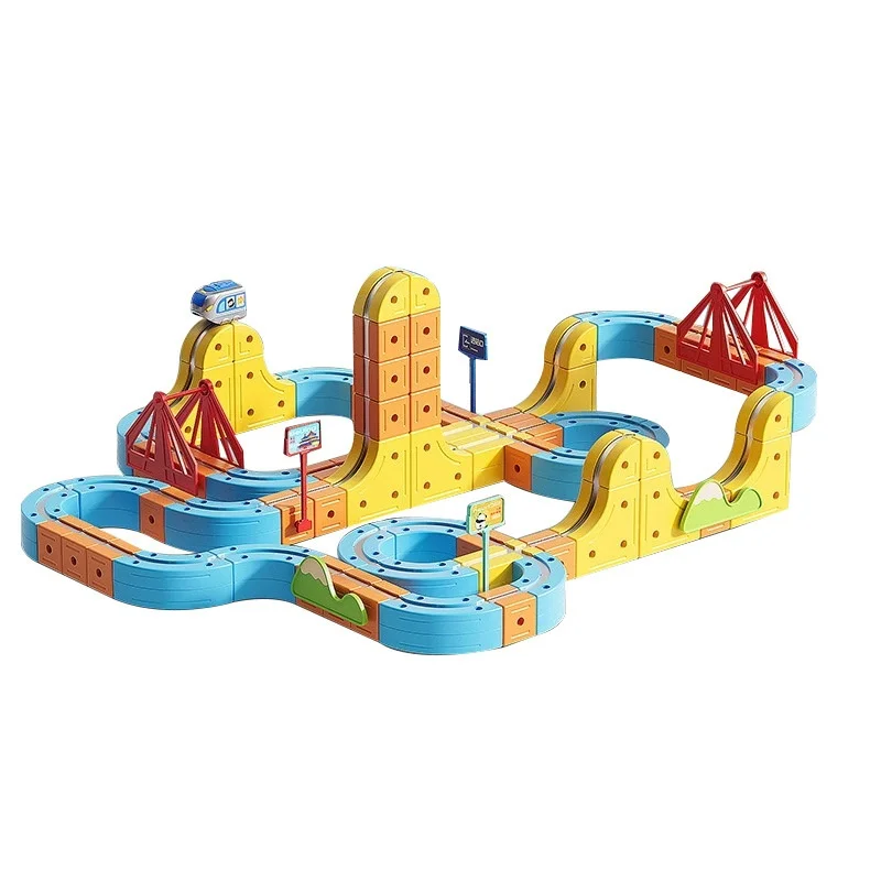 ماجيك تحويل المكعب المغناطيسي المسار اللبنات الكهرومغناطيسية المضادة للجاذبية عالية السرعة السكك الحديدية لعبة مجسمة مركبة #5