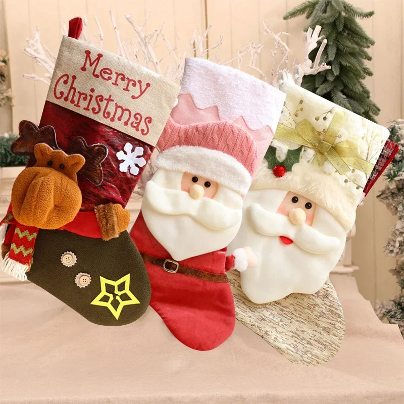 New Year Decor 2024 Presents Socks Merry Christmas Bags Decorations Offers Things Decorate the House Kids Children Boots Hang