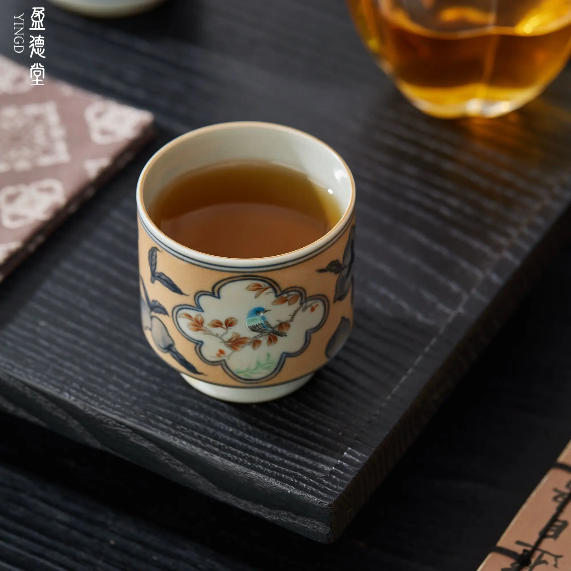 Yingdetang Blue-And-White Hand-Painted Ceramic Bird-Shaped Chinese-Style High-Footed Master Exquisite High-End Cup Kung Fu Tea